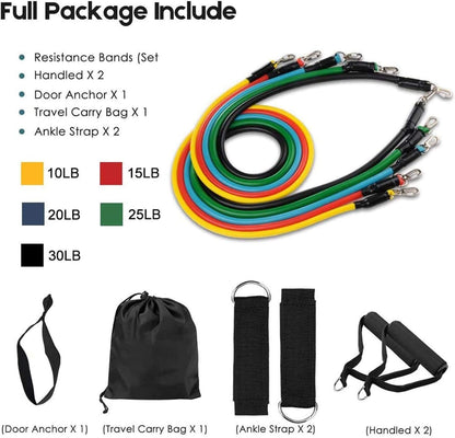 Resistance Bands Set 11PCS Latex Pull Rope Home Gym Workout