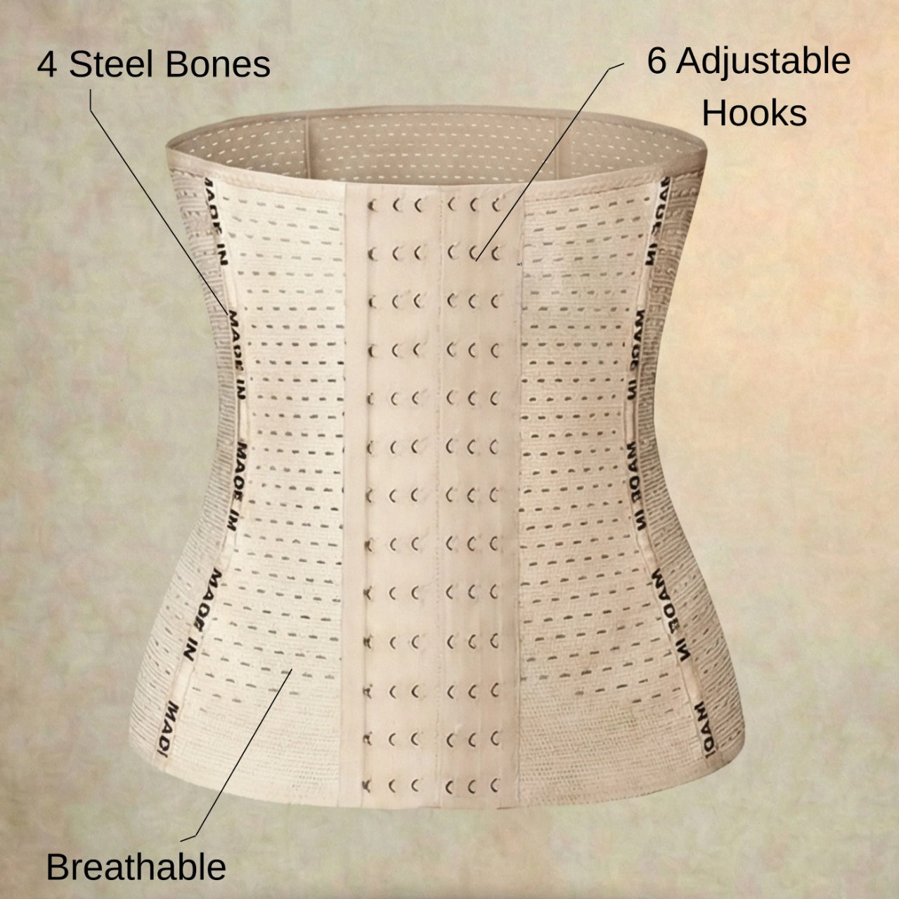 M Belly Belt Body Shaper 6 Hooks Adjustable Waist Trainer
