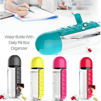 2 in 1 Water Bottle with Pill Organizer