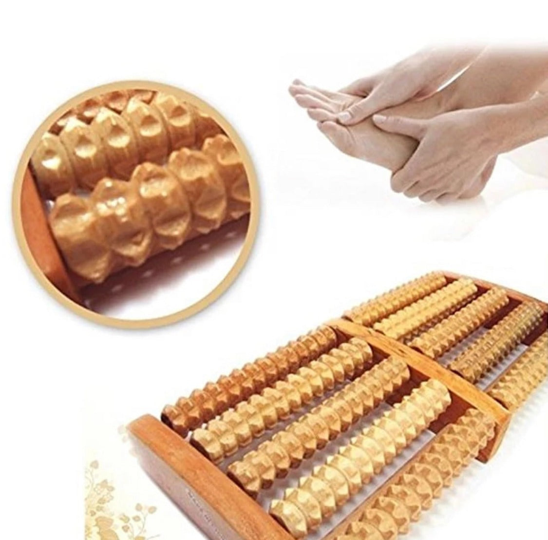 Wooden Roller Foot Massager for Stress & Foot Pain Relief